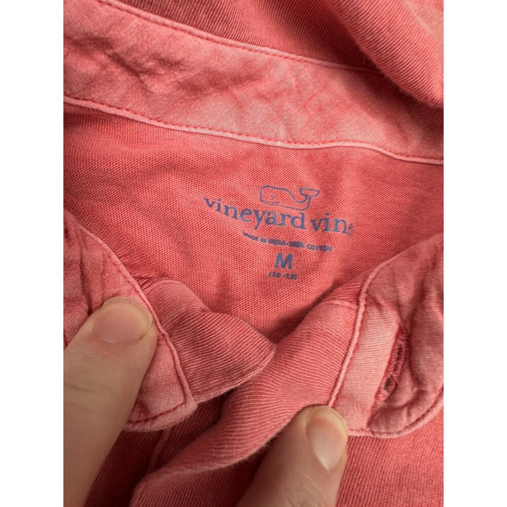 Boys Vineyard Vines Collared Shirt Red with Navy stripes - Picture 3 of 4